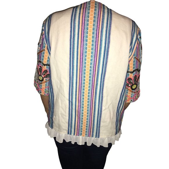 Indigo Moon Full Front Beaded Blazer size Medium New with Tags - Picture 4 of 14